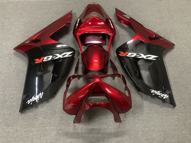 03-04 Rot Glänzend & Schwarz ZX6R Verkleidung