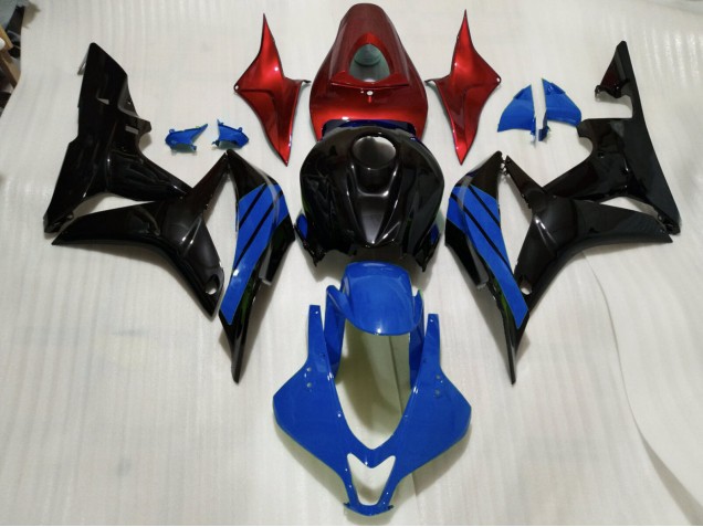 07-08 Schwarz Glänzend & Blaue & Rot Akzente CBR600RR Verkleidung