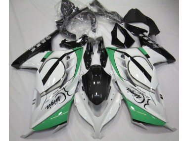 13-18 Glänzend Weiß & Grün Ninja 300 Verkleidung