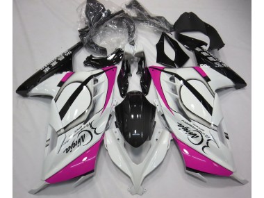 13-18 Glänzend Weiß & Pink Ninja 300 Verkleidung